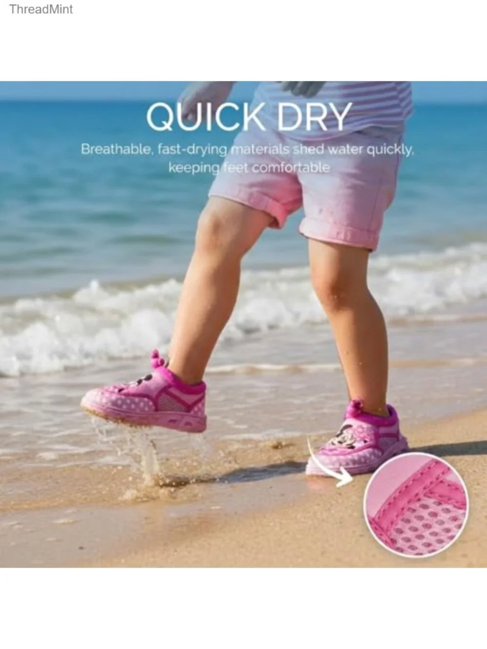 Girls Minnie Mouse Water Shoes Aqua Socks Toddler Little Kid Slip-On Summer